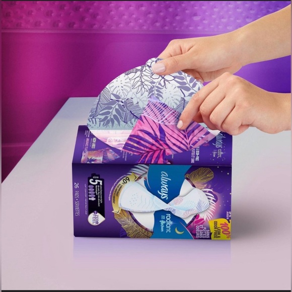 Always Radiant Extra Heavy Absorbency
Overnight Sanitary Pads with Wings - Picture 7 of 8